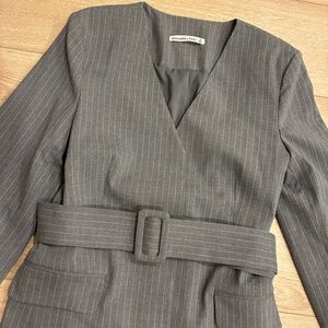 Abercrombie & Fitch Gray Pinstripe Mini Dress with Belt